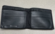 PS Paul Smith Stripe Black Leather Wallet Men s Slim Bifold