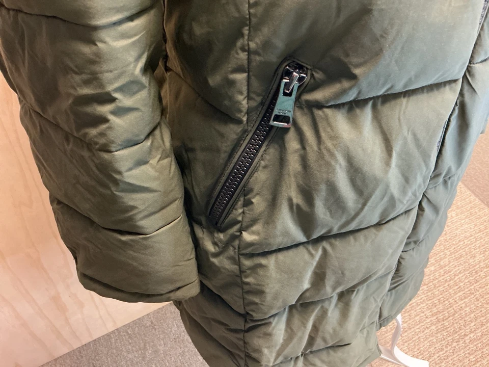 ANDREW MARC XL OLIVINE LONG STRETCH HOODED PUFFER JACKET COAT PARKA NEW - Image 2 of 4