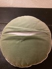 VTG Round Embroidered Pink & Green Floral Textured Throw Pillow With Velvet Back — photo 5