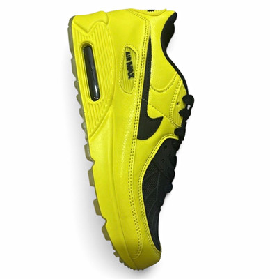 Nike Air Max 90 Yellow/Black Men s Low Top Leather Lace-Up Athletic Sneaker
