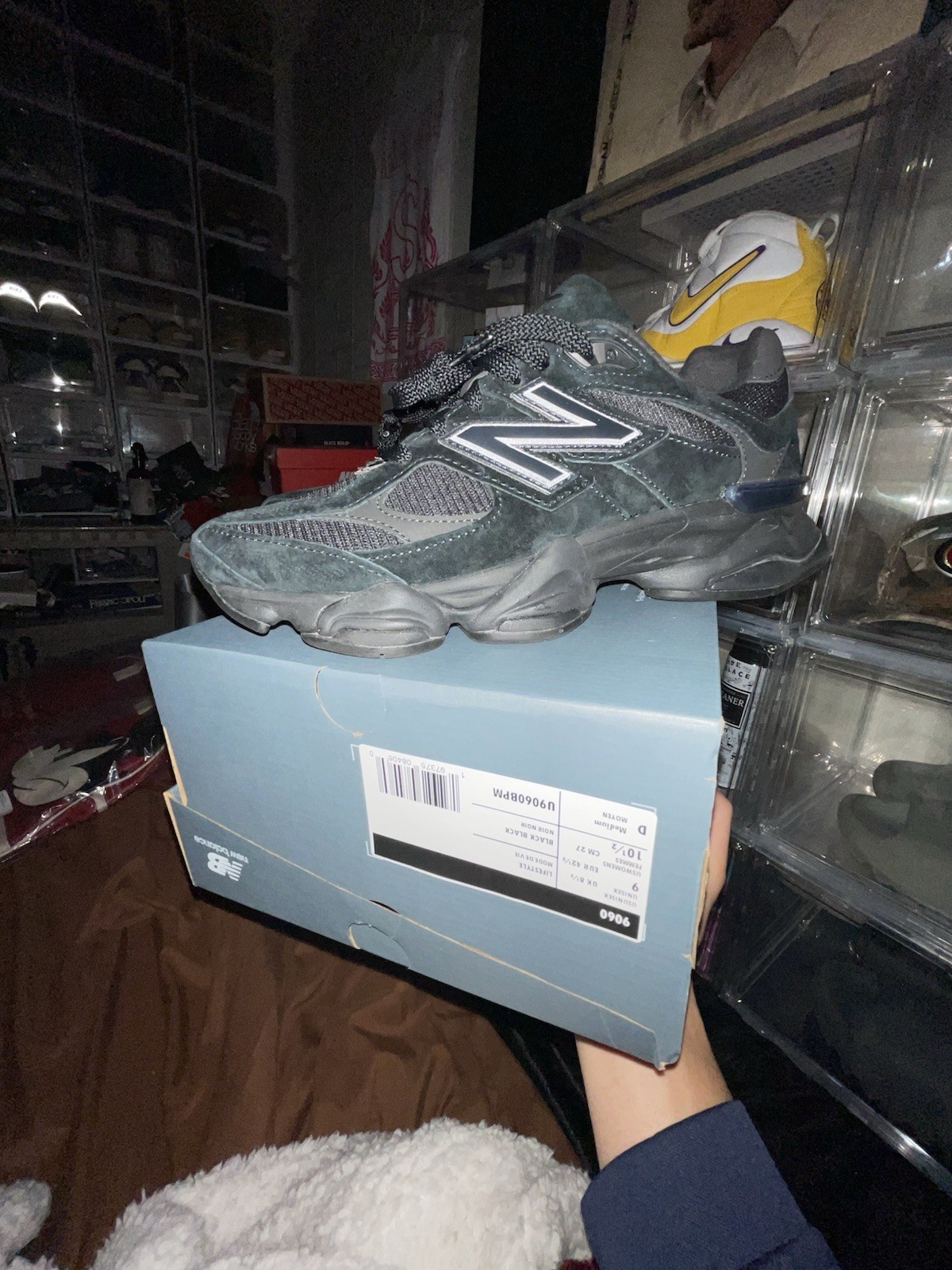 New Balance 9060 Men’s 8-13 Available, Triple Black.