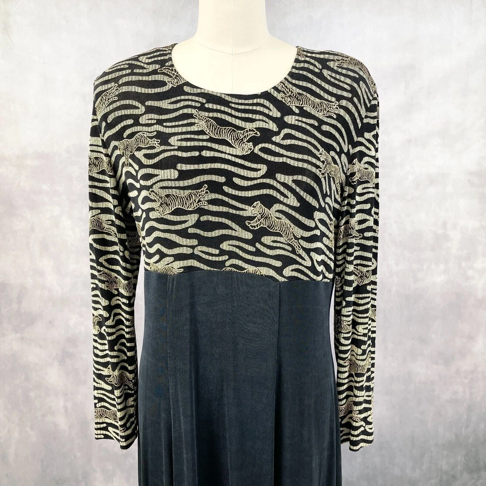 Vestido de Colección Años 80 Joseph Ribkoff Tigre Para Mujer 18 Glam Mobwife Glam Boda Elástico Foto 3 de 4