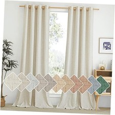 Linen Curtains 84 inch Long 2 Panels Set, 55"W x 84"L Pack of 2 Natural