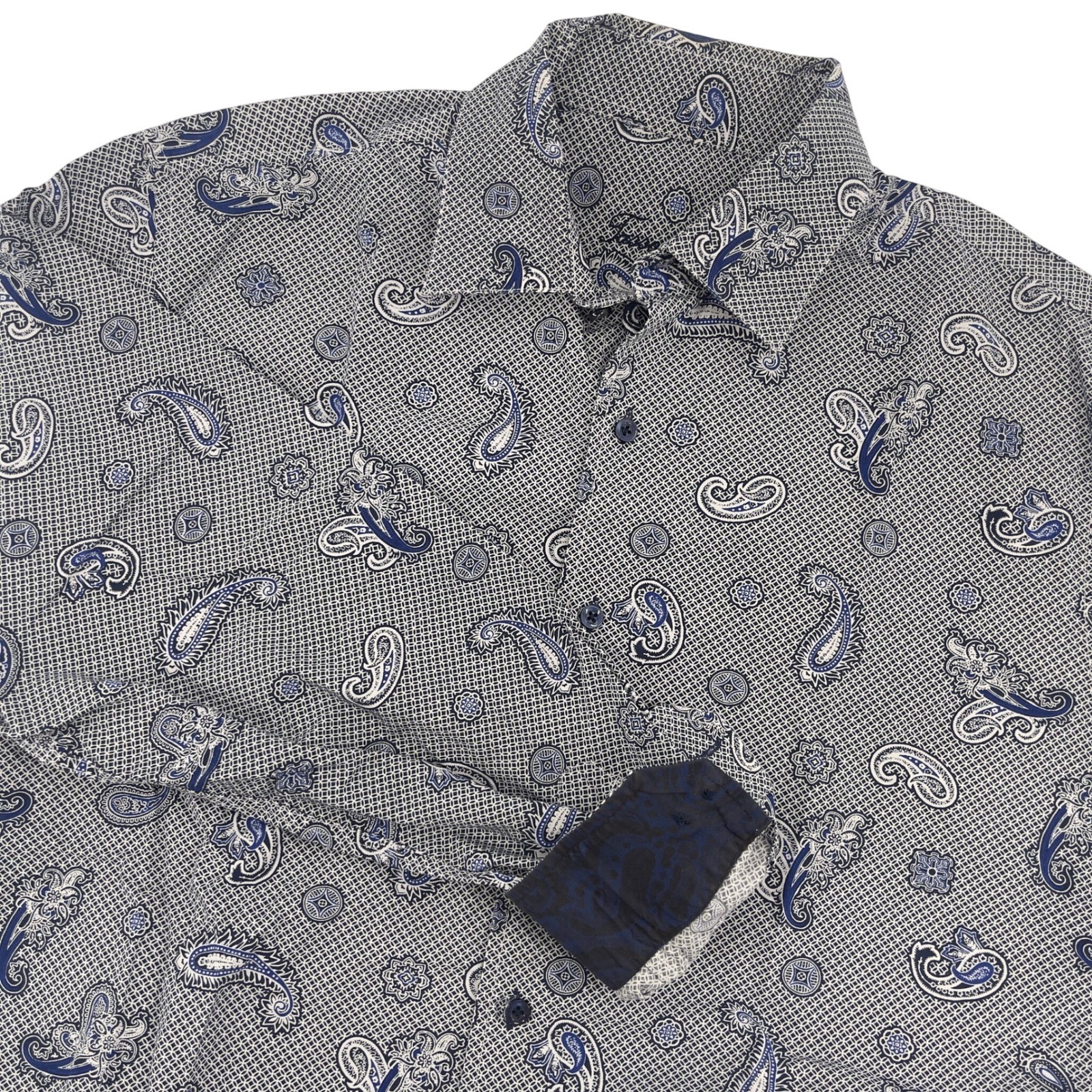 Tasso Elba Men's Paisley Print Button-Down Shirt Long Sleeve Cotton L