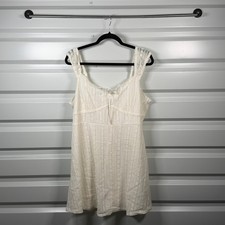 No Boundaries Womens XXL White Lace Mini Dress Coquette Cottagecore Ribbon Bow