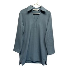 ASTR The Label Slate Blue Collared V-Neck Shift Dress Size XS Oversized NWOT