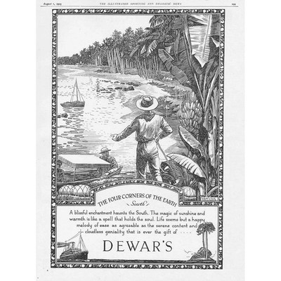 DEWARS WHISKY Four Corners of the Earth (Süd) antike Werbung 1925