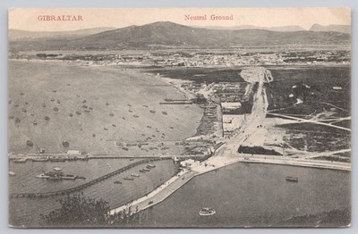 Vintage Gibraltar Neutral Ground Aerial View Postcard by V.B. Cumbo