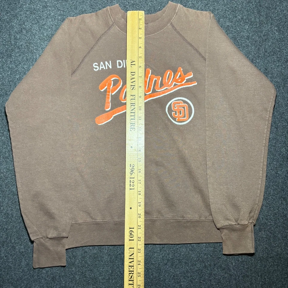 Vintage San Diego Padres Sweatshirt Crewneck Made In Usa Men's Small  Brown 80's - Image 4 of 4