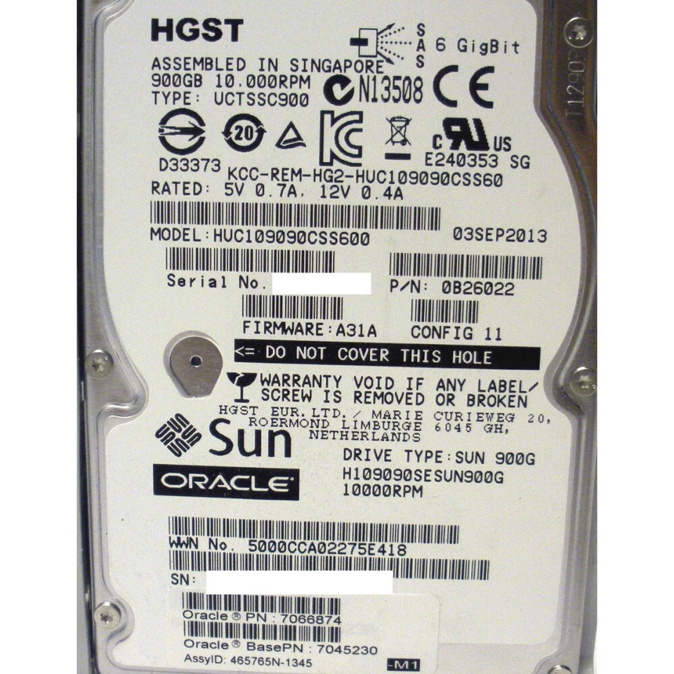 Sun 7066874 900GB 10000 RPM 2.5in SAS Disk Assembly - Image 3 of 4