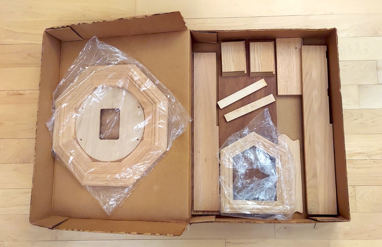 NOS Vintage School Clock Solid Wood Case Kit Build Your Own Clock Art