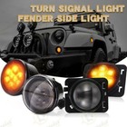 Smoked Lens Front LED Turn Signal Side Marker Fender Lights for Jeep Wrangler JK