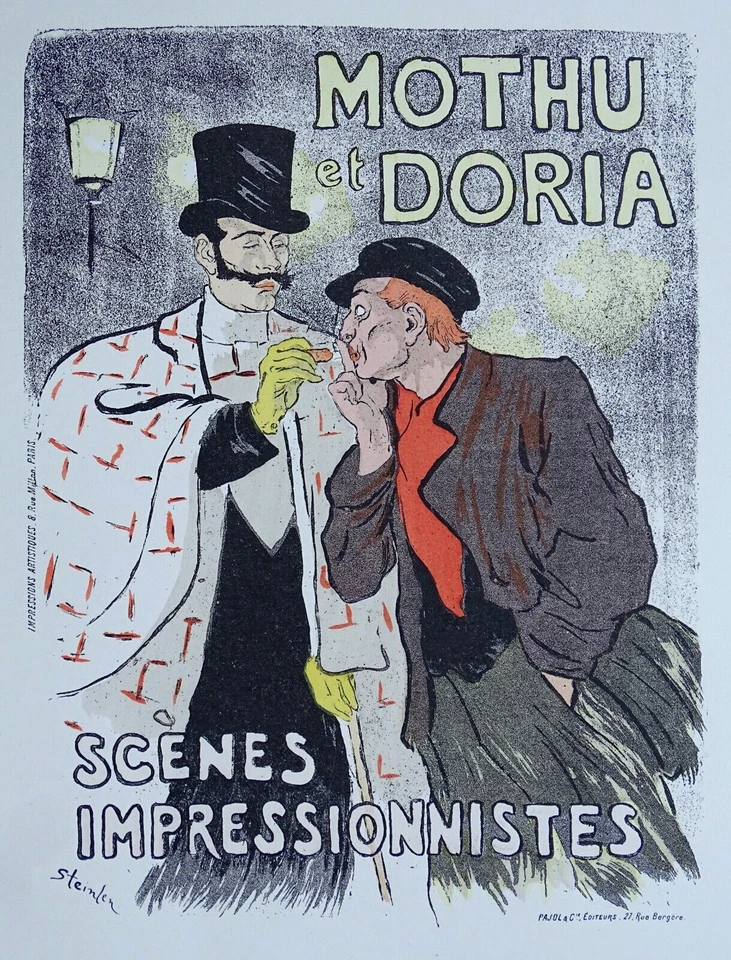 STEINLEN Lithographie orig. 1895 Affiche Mothu et Doria Scènes Impressionnistes - Photo 4/4