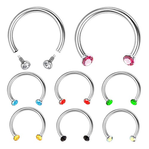 6X Internal Thread Universal Nose Labret Ear Stud Eyebrow Crystal Piercing Set - Picture 4 of 18