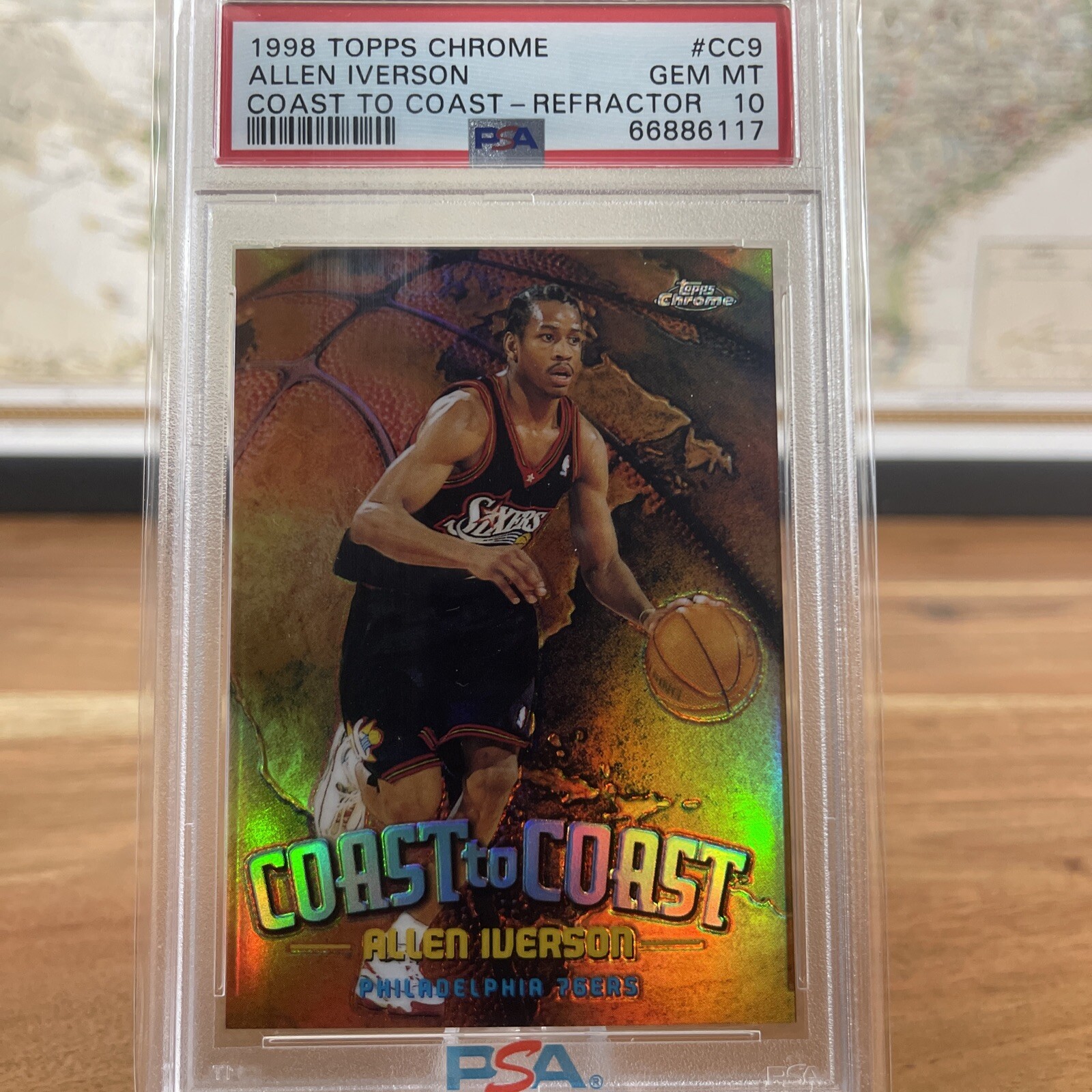 1998 Topps Chrome Coast To Coast CC9 Allen Iverson Refractor PSA 10 HOF