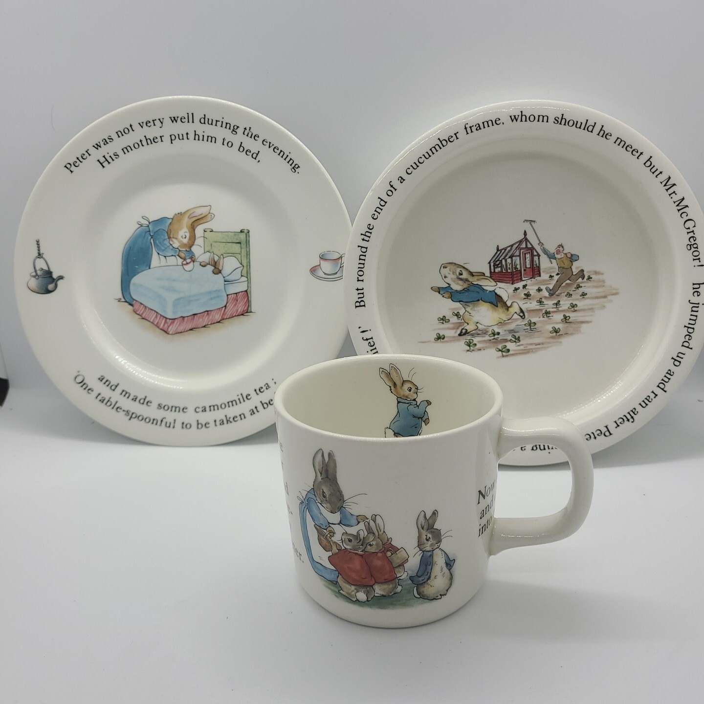 Peter Rabbit China Collection WEDGWOOD, OLD ENGRAVING, PETER RABBIT, CHINA, 3-PIECE SET, CUP, BOWL ...