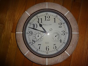 Sterling & Noble Clock w/ Humidity and Temperature Gauges Stone Frame Tested