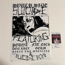 $UICIDEBOY$ POUYA SIGNED SOUTH SIDE SUICIDE 12x18 PHOTO SUICIDEBOYS G59 JSA COA