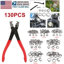 130X 6-21mm 304 Stainless Steel Single Ear Stepless Hose Clamps Assortment Rings