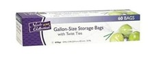 Gallon Size Plastic Food Storage Bags w/ Twist Ties 60CT BUNDLE