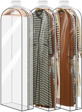 3 Pack - 10" Gusseted All Clear Dress Bag 60" Garment Bags for Hanging Clothe...