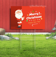 Merry Christmas and Happy New year Santa Claus Lawn Yard Sign Single-Sided with