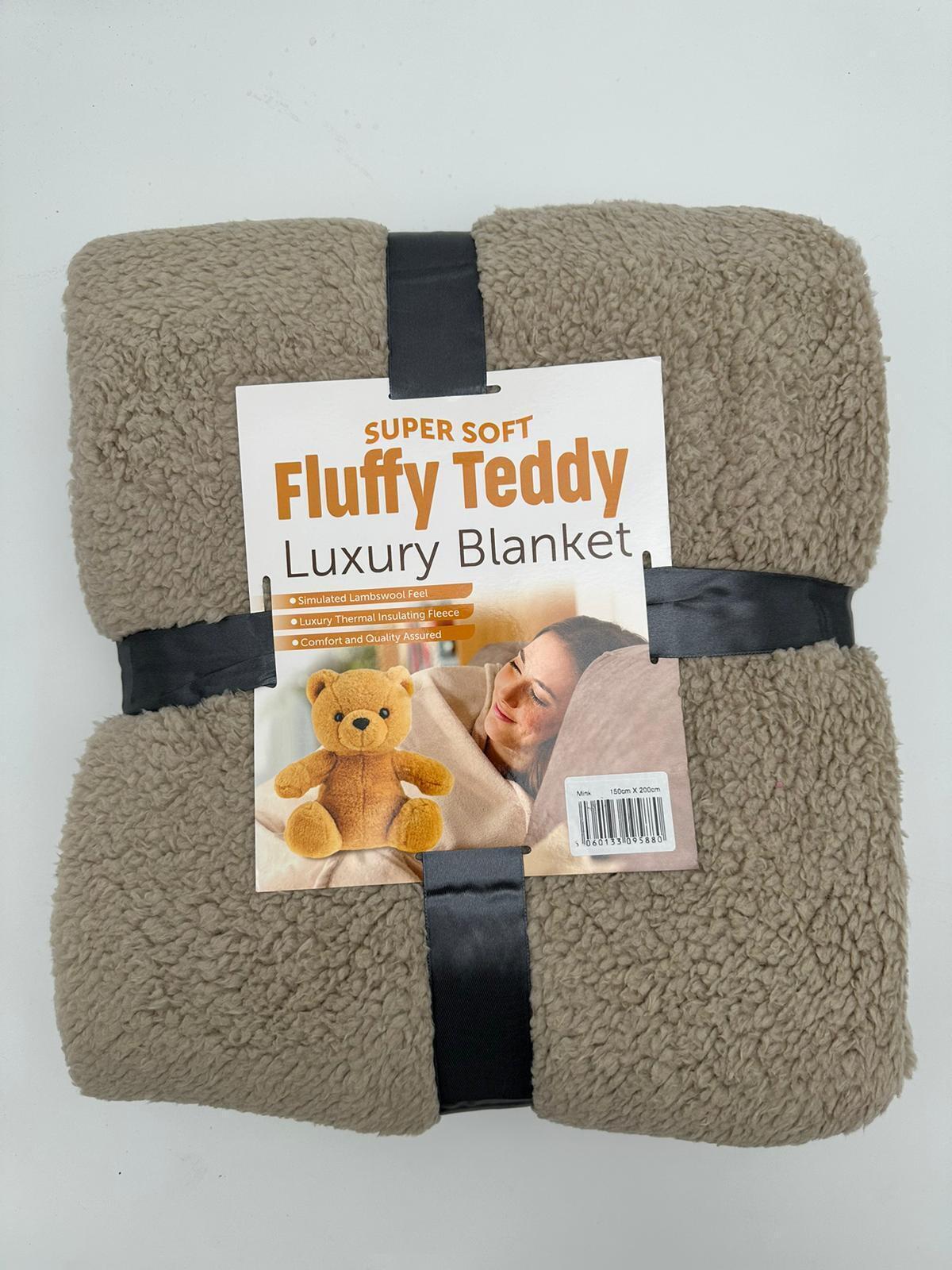 TEDDY BEAR FLEECE THROW OVER BED LARGE BEDSPREAD SOFT CUDDLY WARM SOFA