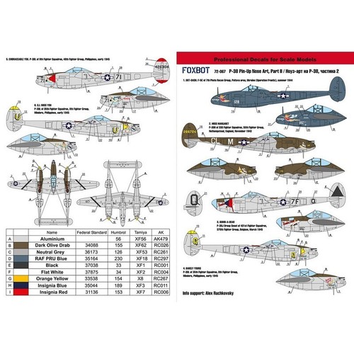 FOXBOT 72-067 Scale 1:72 Decals Lockheed P-38 Lightning Pin-Up (Part II) - Picture 3 of 12
