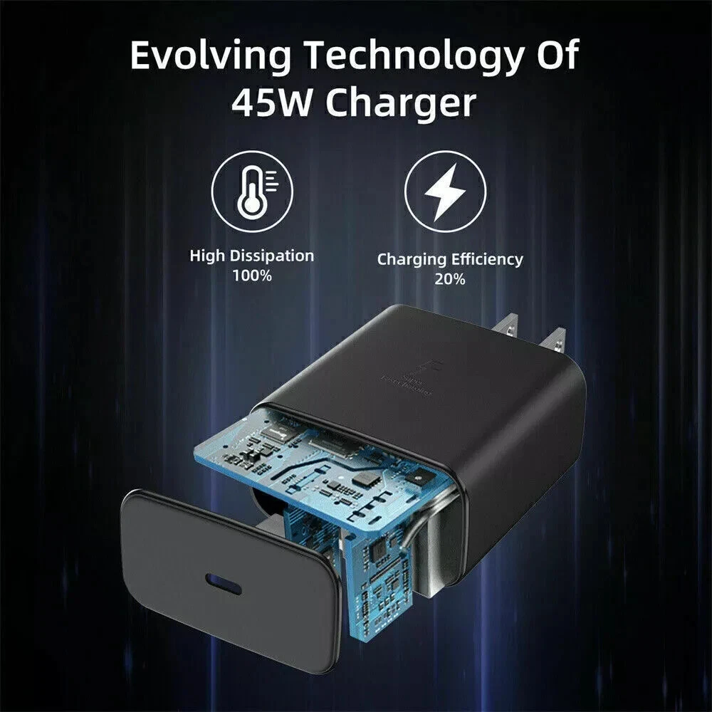 45W Type USB-C Super Fast Wall Charger+ 6ft Cable for Samsung Galaxy S21 S22 S23 - product detail image 4