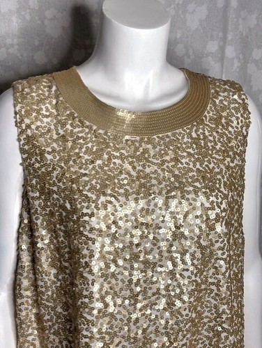 NWT $990 DONCASTER Collection Gold Sequined Cardigan & Tank 2 Pc Set Women's 14 - Picture 7 of 12