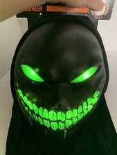 NWT Light Up Green Black Skeleton Zombie Demon Halloween Mask