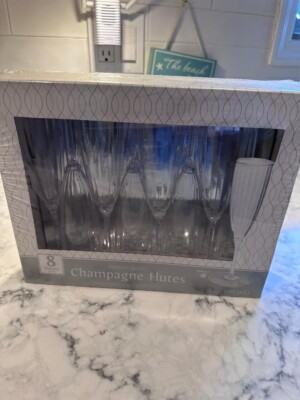 New Amscan 8 clear party celebration champagne flutes reusable plastic glasses