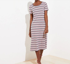 Loft Stripe Ribbed Midi Women's Dress Color: Multi  Size: S, M, L, XL