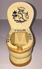 Vintage Florida Rest Your Ash Toilet Novelty SOUVENIR Ashtray Florida Map GIFT  