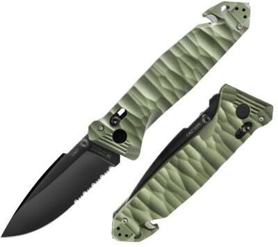 TB Outdoor CAC S200 Axis Folding Knife 3.75'' Nitrox Steel Blade Green G10 Handle