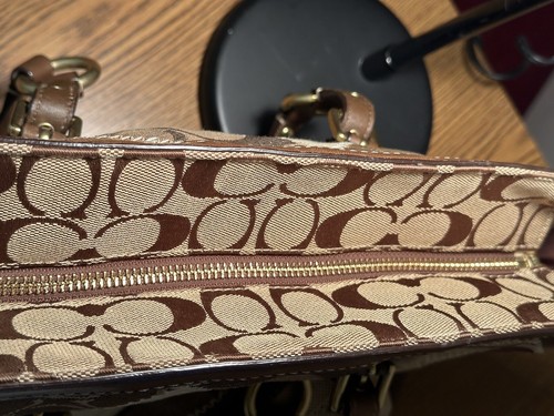 Borsa tote media Coach Signature marrone tote in pelle e materiale 12527 - Foto 17 di 24