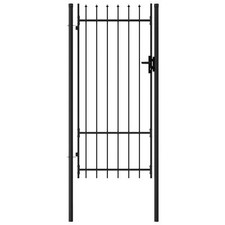 Fence Gate  Door with Spike  Steel 1x2 m Black E0W0