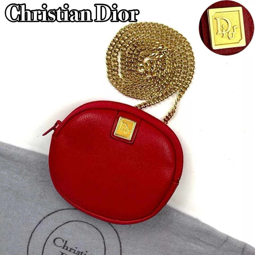 Sac bandoulière vintage Christian Dior chaîne cuir rouge France D700
