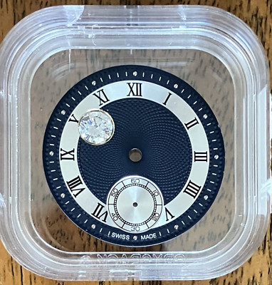 DIAL GUILLOCHE Ø 38 MM FOR MOVEMENT ETA UNITAS 6498 BLUE WITH ZIRCONIA STONE