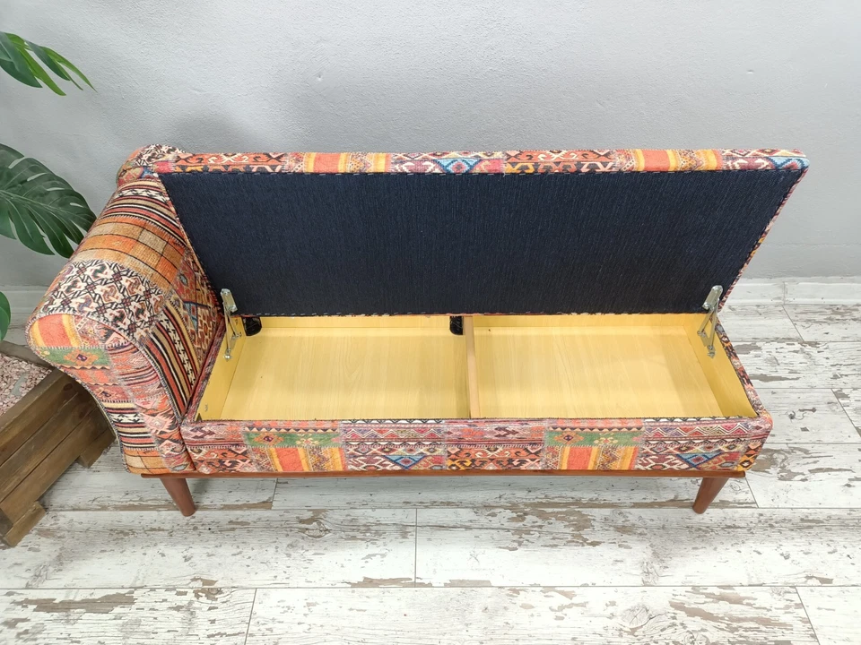 chaise lounge bohemio, sofá cama, banco con respaldo, sofá con almacenamiento Foto 2 de 4