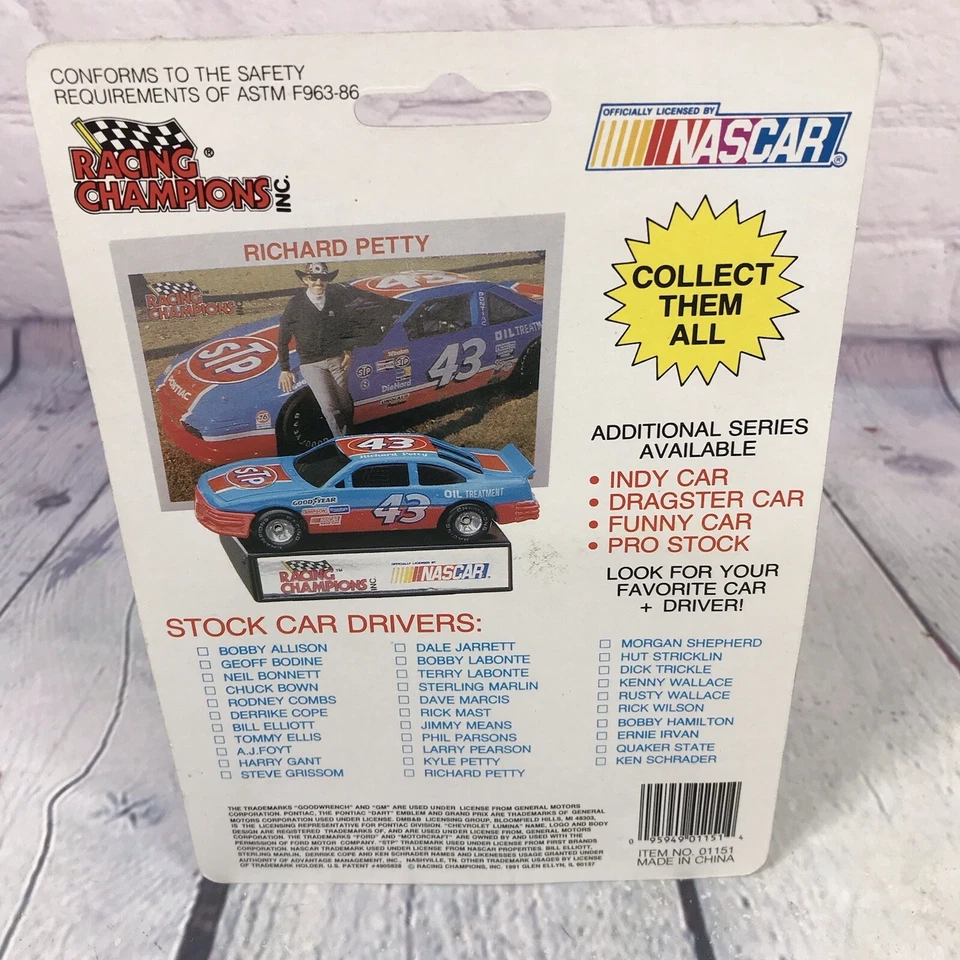 Coche diecast Racing Champions Nascar 1991 1:64 Dave Marcis #71 azul vintage Foto 3 de 4