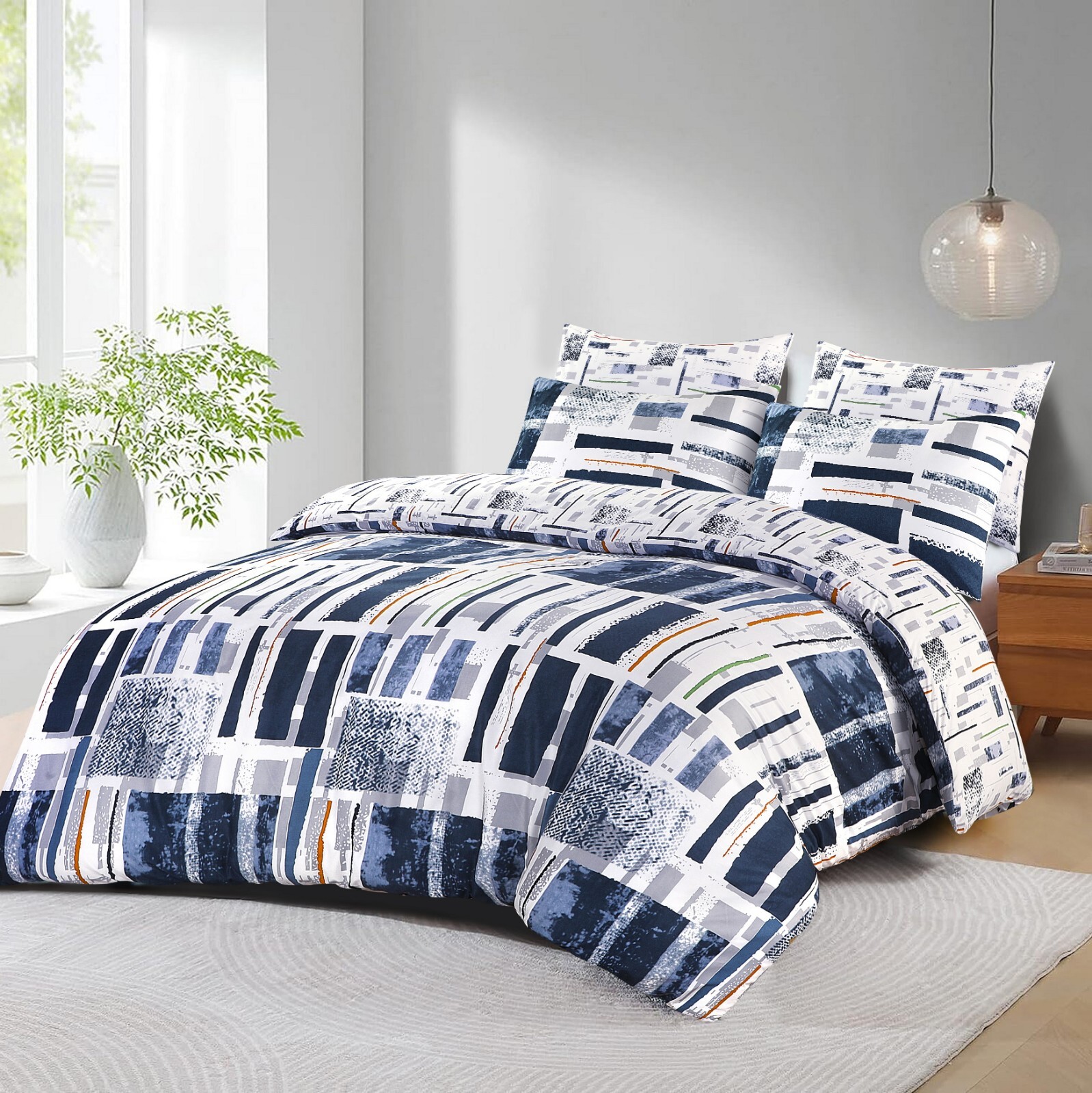 Juego de ropa de cama 100 % algodón egipcio estampado edredón doble talla King