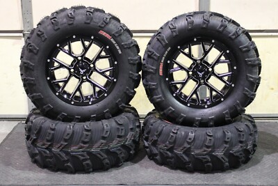 KING QUAD 750 26'' BEAR CLAW EVO 14'' BARBWIRE BLK ATV TIRE & WHEEL KIT IRS1CA