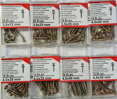 Connex Universalschrauben Linsenkopf Kreuzschlitz PZ1/PZ2 3,0x12mm-5,0x40mm 