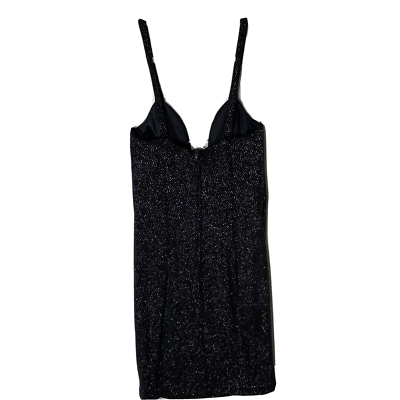 Bari-Jay LBD Sz 8Black Strappy Sparkle Cocktail Dress Rhinestone V