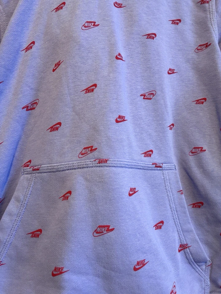 Sudadera con Capucha Nike Juvenil Grande Púrpura Rojo Swoosh Estampado Completo Pullover Informal Foto 2 de 4
