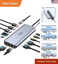 Triple Monitor USB-C Docking Station with Dual HDMI, 100W PD  Gigabit Ethernet