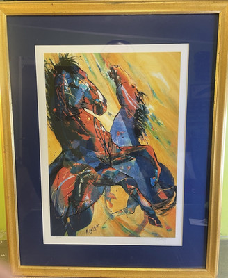 Nancy Christy-Moore Signed Print 35/300 ''Warrior Spirtits'' Painting Horses LQQK