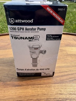 Attwood Tsunami Mk2 Aerator Pump T1200 (12V), 1200 GPH,  12V,  White/ Gray