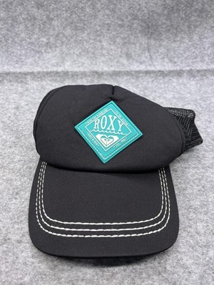 Roxy Hat Cap Womens Adjustable Black Trucker Mesh Logo Snapback Surf Summer